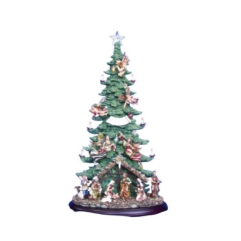Nacimiento en árbol con velas